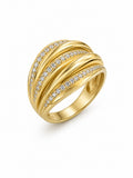 10K MODERN CZ DETAILS FIVE ROW DESIGN RING – 8-8.5 – JY Jewelry Wholesale