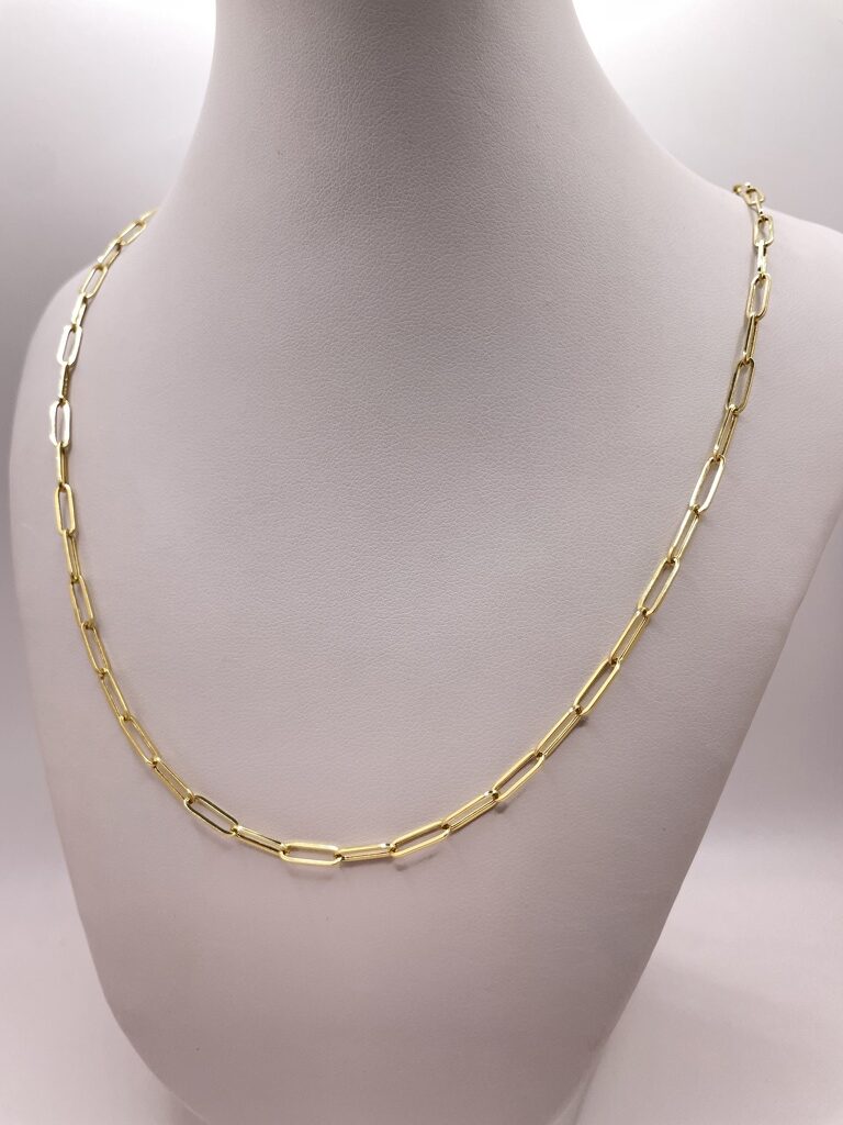 10K PAPER CLIP CHAIN 16" 3MM – JY Jewelry Wholesale