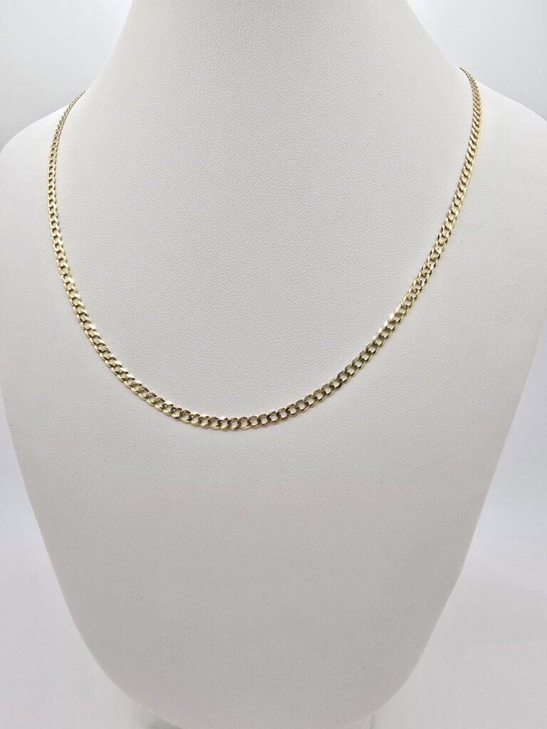14K SOLID CUBAN CURB FLAT CHAIN – 20" 2MM – JY Jewelry Wholesale