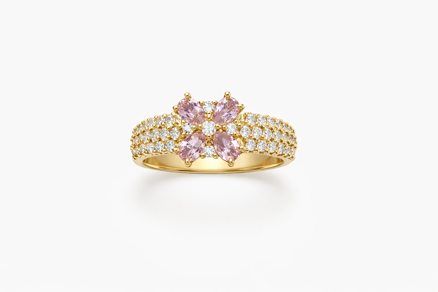 10K ELEGANT PINK GRID RING WITH CZ DETAILS – 8 – JY Jewelry Wholesale