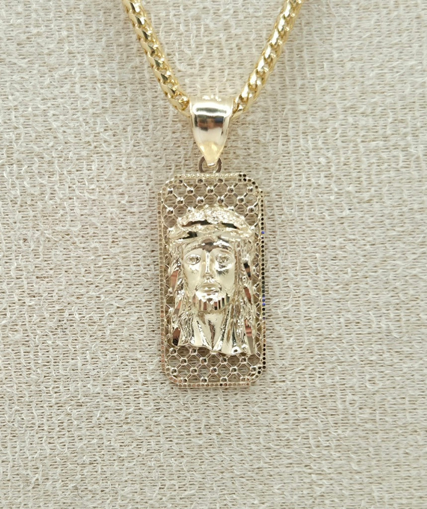 10K SMALL RECTANGULAR NET BACKGROUND JESUS FACE – JY Jewelry Wholesale