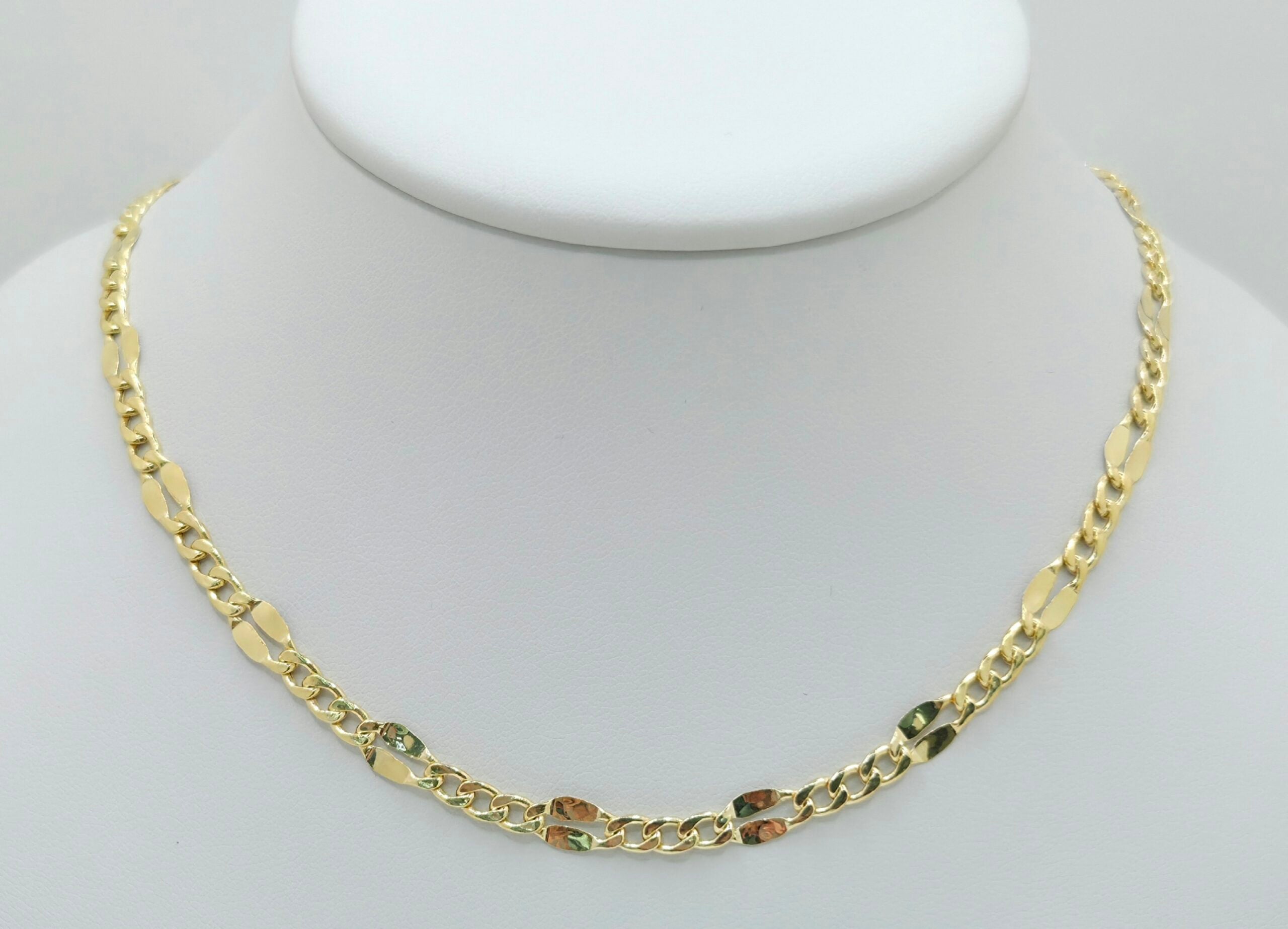 10K HOLLOW MIRRIOR CURB CHAIN – 26" 4MM – JY Jewelry Wholesale