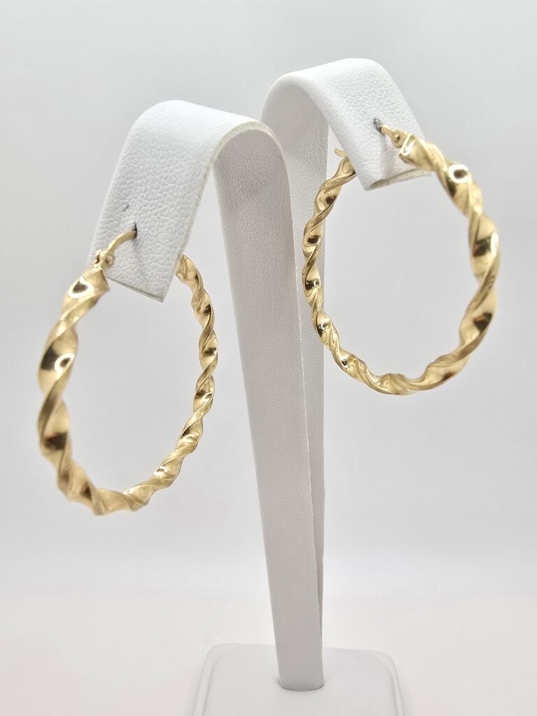 10K ROPE DESIGN TWISTED HOOPS EARRINGS – 3MM – JY Jewelry Wholesale