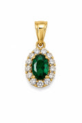 14K EXTRA SMALL GREEN STONE OVAL ELEGANT PENDANT – xs – JY Jewelry Wholesale