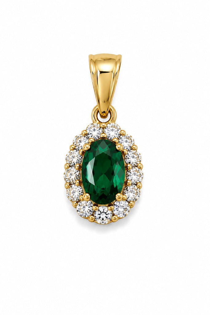 14K EXTRA SMALL GREEN STONE OVAL ELEGANT PENDANT – xs – JY Jewelry Wholesale