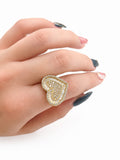 10K BAGUETTE LARGE HEART RING – 7 – JY Jewelry Wholesale