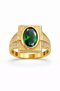 14K ELEGANT GREEN OVAL STONE RECTANGULAR RING – 9 – JY Jewelry Wholesale