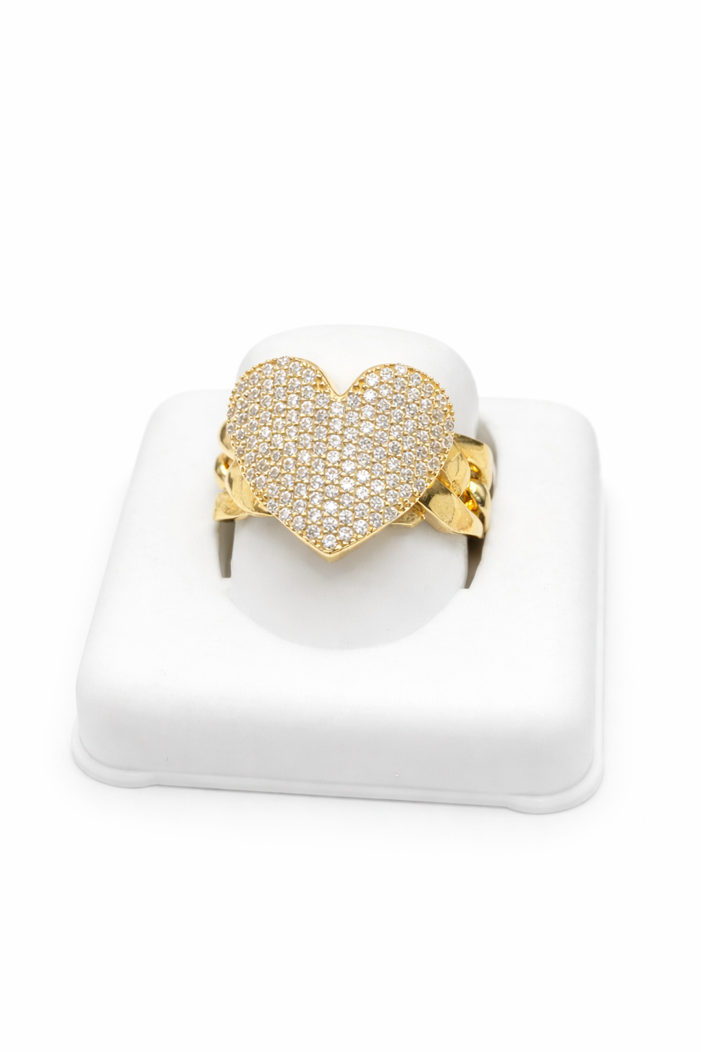 14K CZ HEART CHAIN DETAIL WOMAN'S RING – 7.5 – JY Jewelry Wholesale