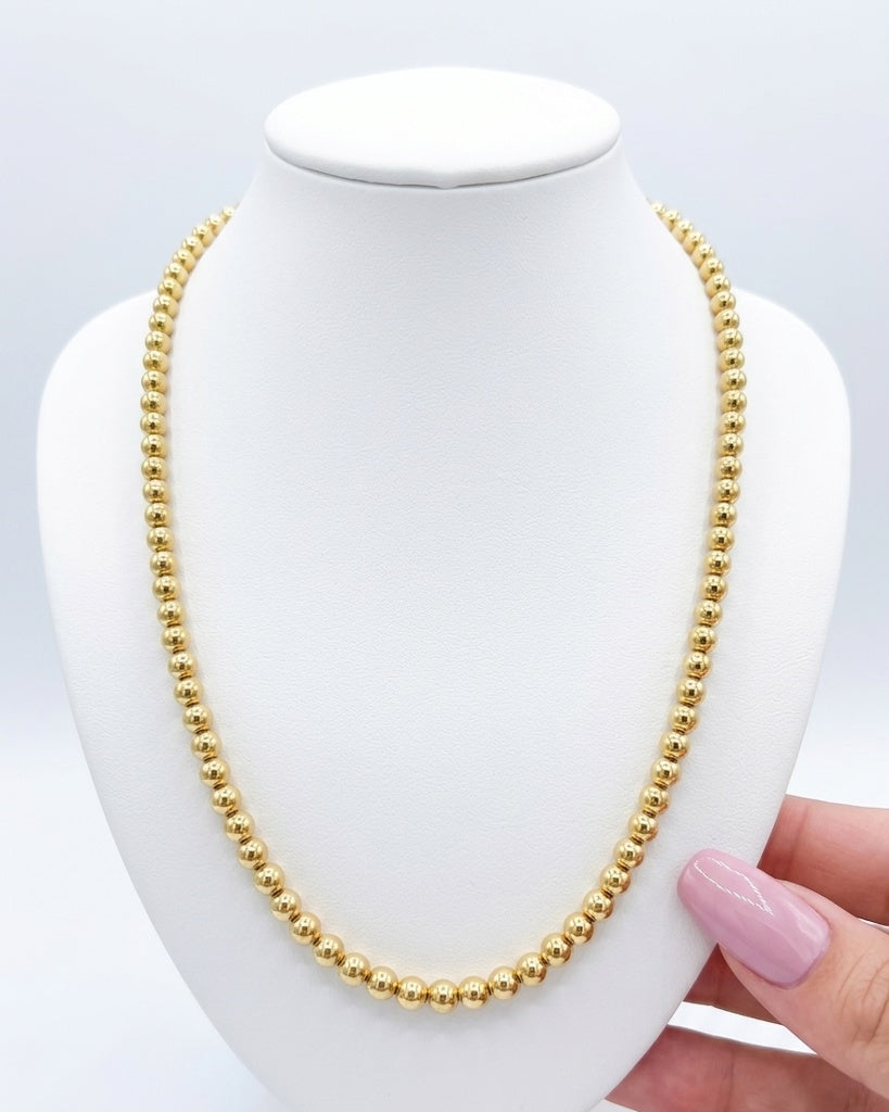 10K BALLS NECKLACE – 5MM 18" – JY Jewelry Wholesale