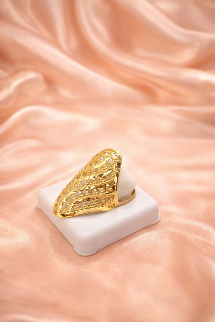 10K MODERN ALMOND SHAPE DIAMOND CUT DETAIL RING – 7.5-8-8.5 – JY Jewelry Wholesale
