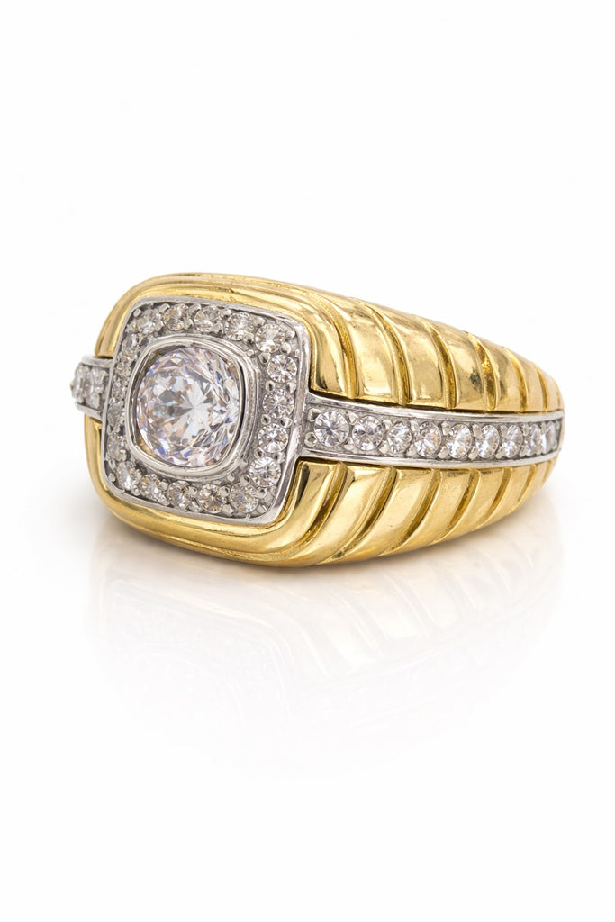 14K ELEGANT CZ TWO TONE RING – 11 – JY Jewelry Wholesale