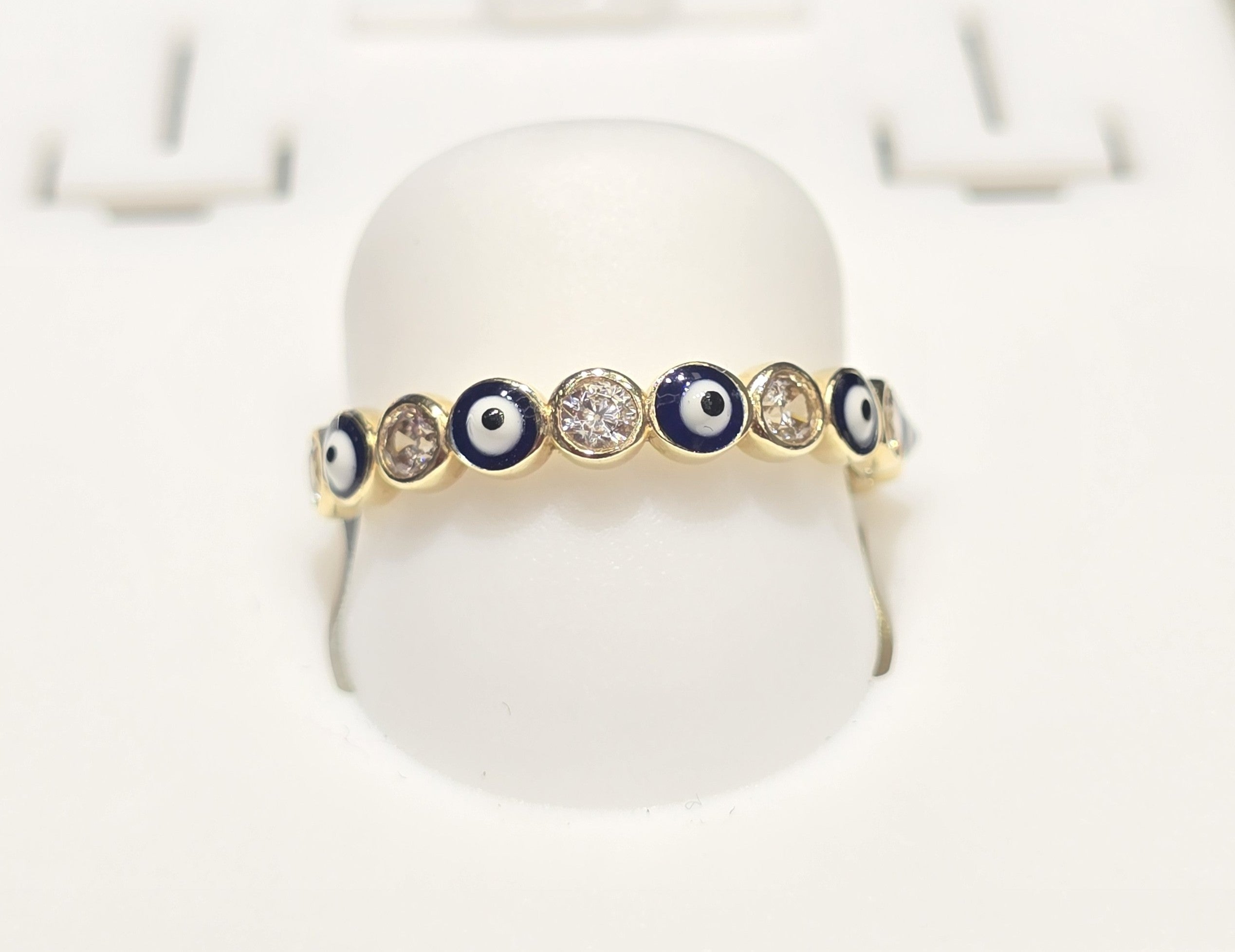 14K SIMPLE RING WITH BLUE EYES – 8 – JY Jewelry Wholesale