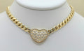10K CUBAN LINK BAGUETTE HEART NECKLACE – 16" 6.5GR – JY Jewelry Wholesale
