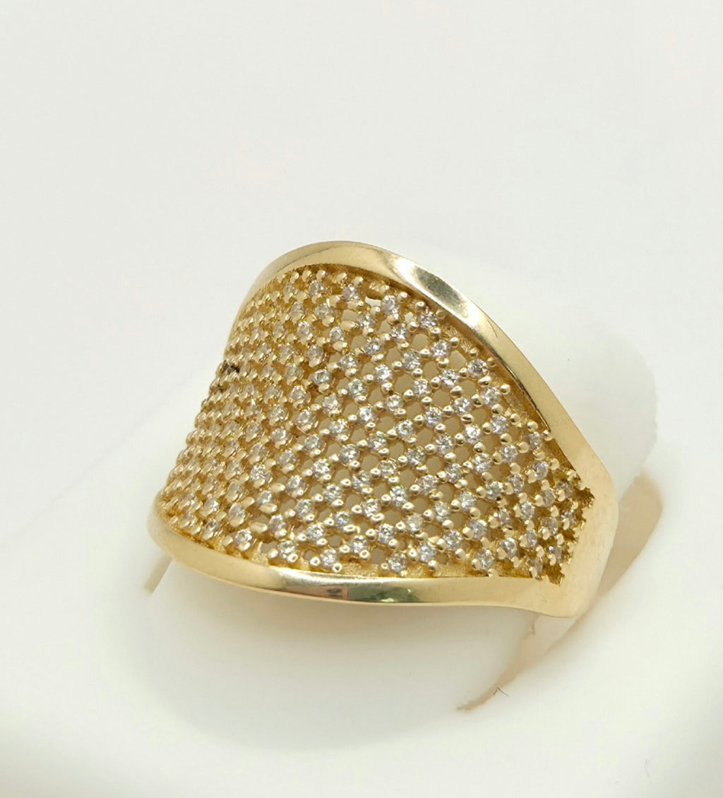 14K CZ NET DESIGN RING – 7 – JY Jewelry Wholesale