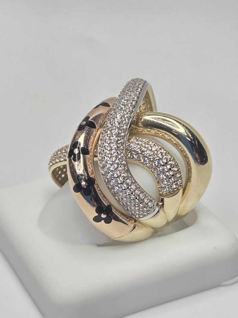 10K EXOTIC YELLOW AND ROSE GOLD DETAIL LUXURY STYLE WOMAN'S RING – 7 – JY Jewelry Wholesale