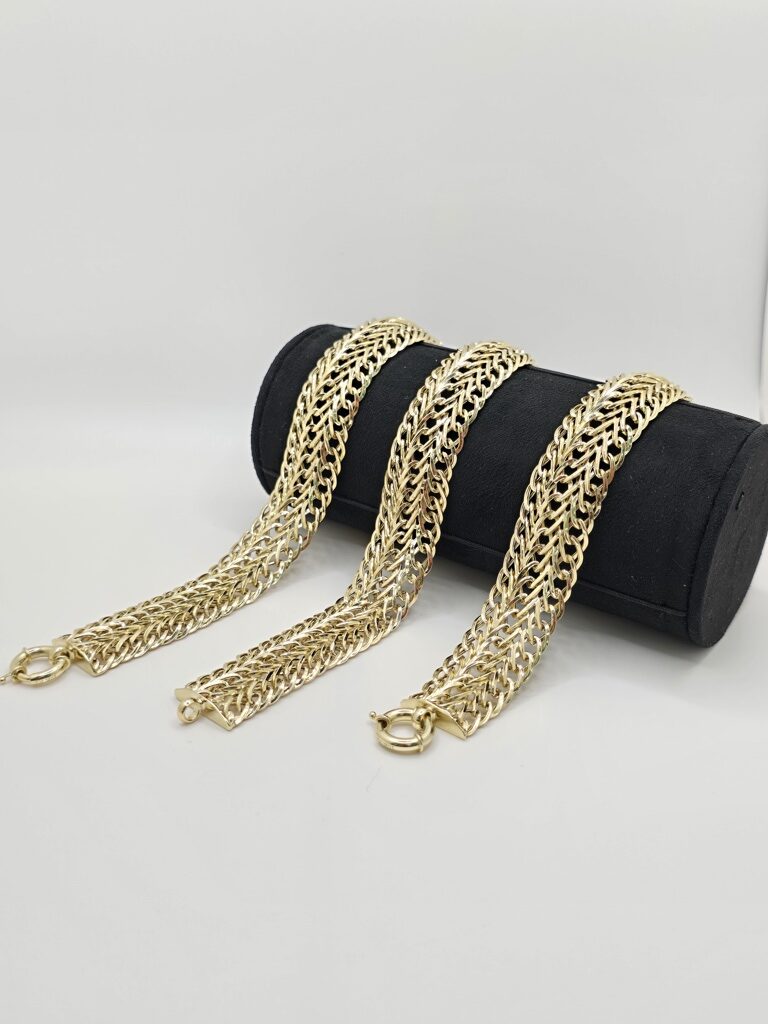 10K TRIPLE ROW CURB BRACELET – 8" – JY Jewelry Wholesale