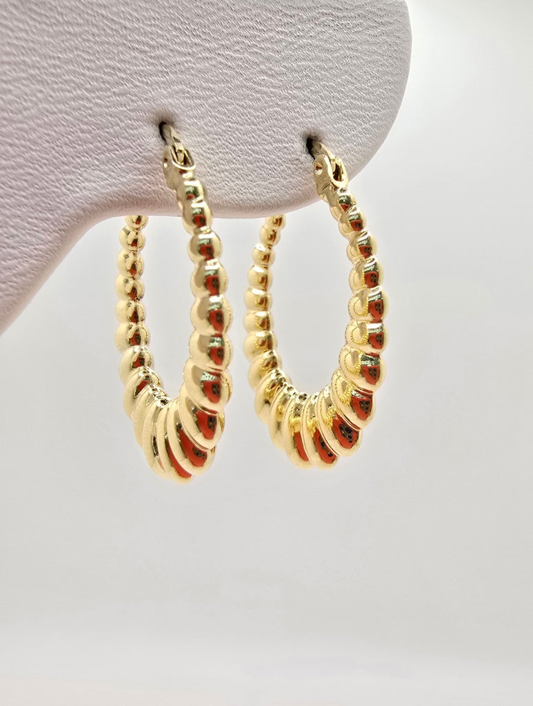 14K MEDIUM SHELL DESING HOOPS EARRINGS – JY Jewelry Wholesale