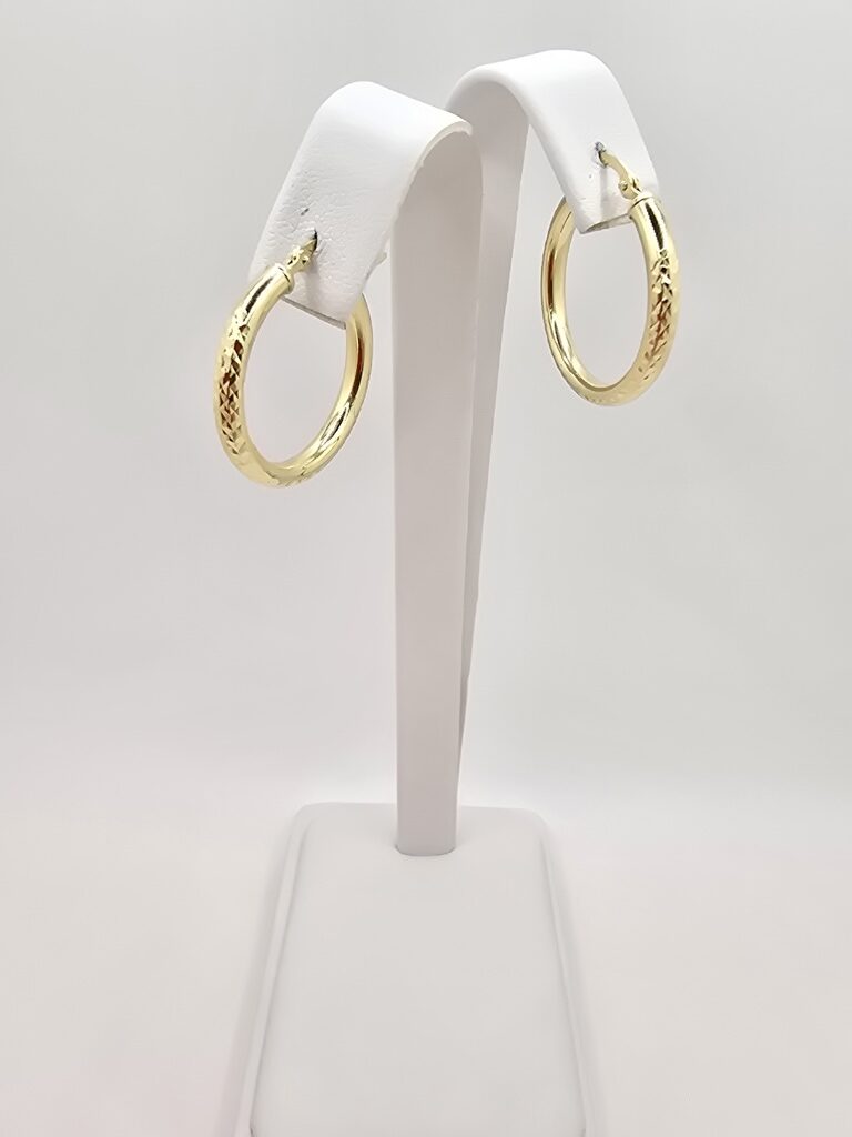10K DIAMOND CUT HOOPS EARRINGS – 2 3MM – JY Jewelry Wholesale