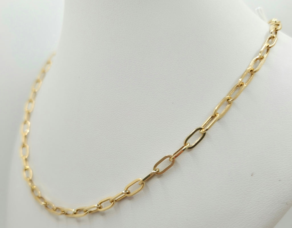 14K PAPER CLIP CHAIN – 18" 4MM – JY Jewelry Wholesale