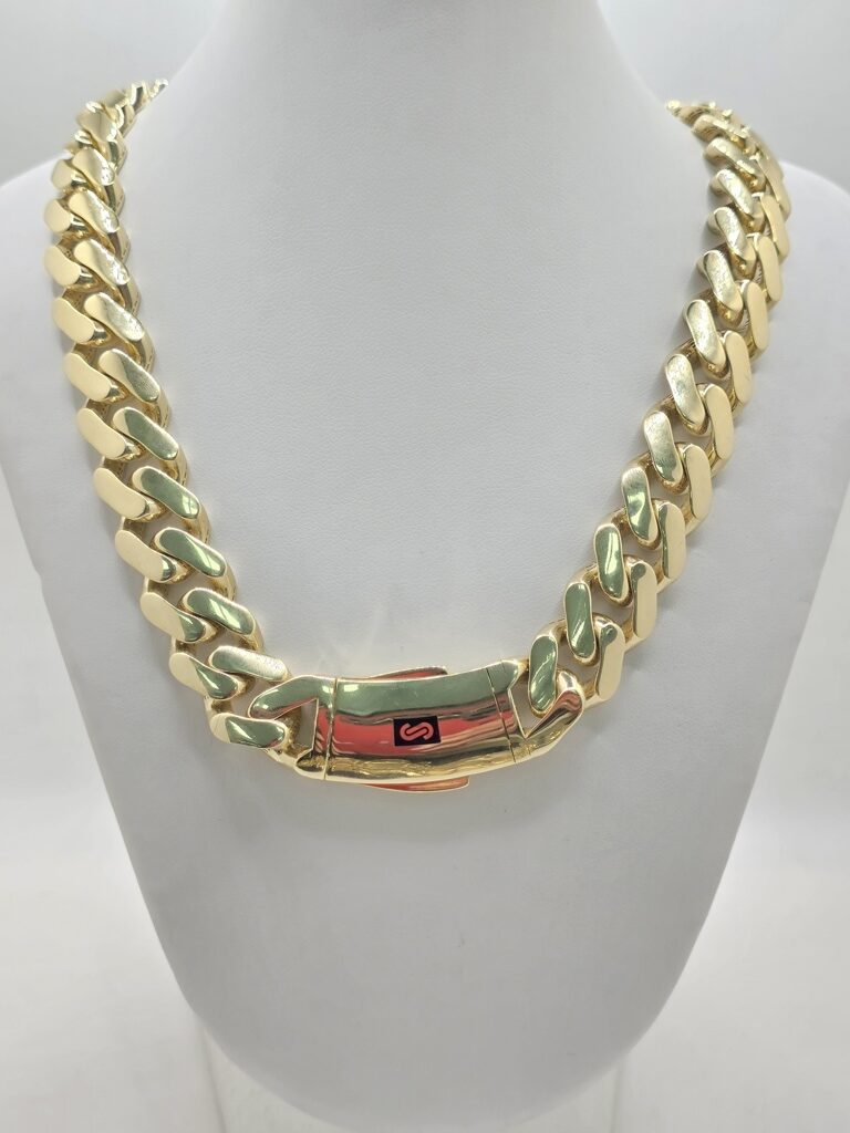 10K CERTIFIED PLAIN MONACO CHAIN – 22" 15.5MM – JY Jewelry Wholesale