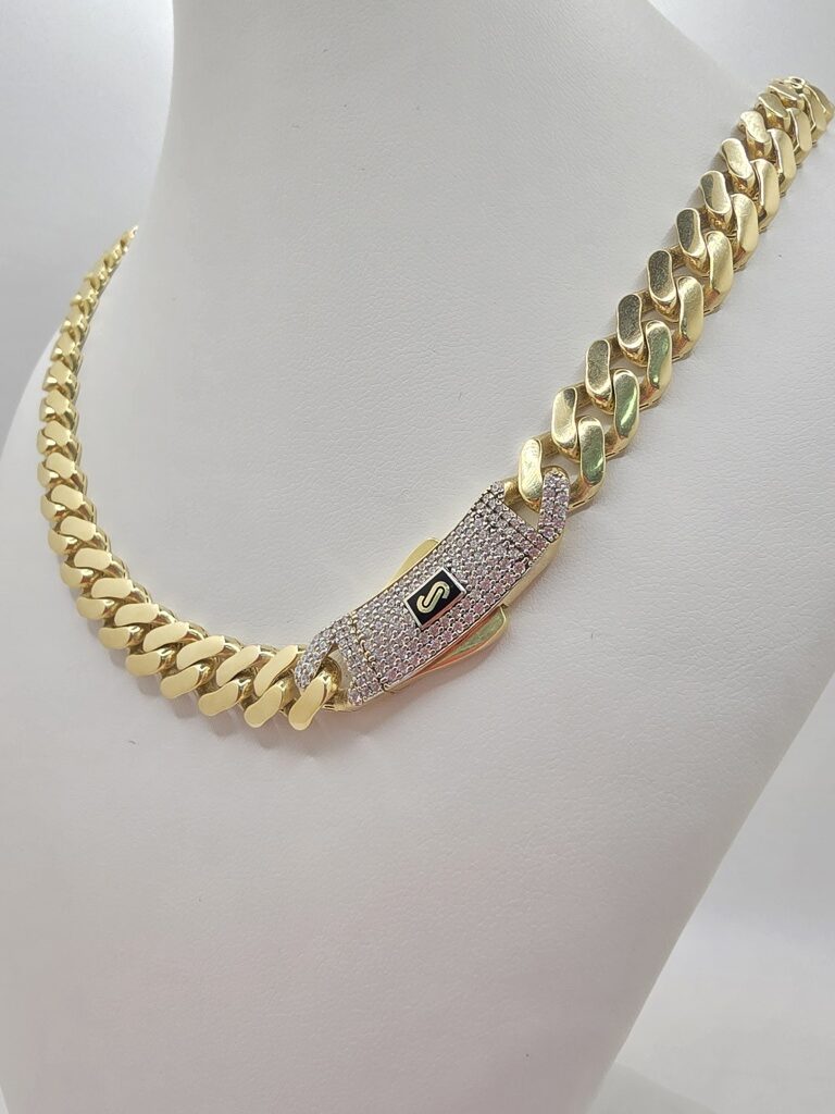 10K CERTIFIED MONACO CHAIN CZ CLOSURE – 11.5MM 24" – JY Jewelry Wholesale