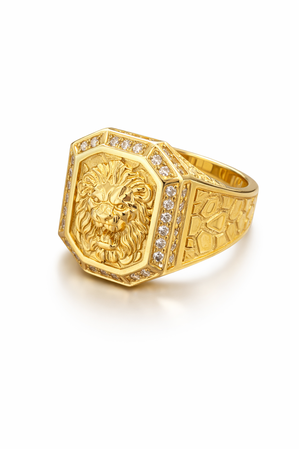14K NUGGETS LION FACE RING – 12 – JY Jewelry Wholesale