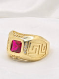 14K SOLID GREEK DESIGN SQUARE RED STONE MAN'S RING – 12 & 12.5 – JY Jewelry Wholesale
