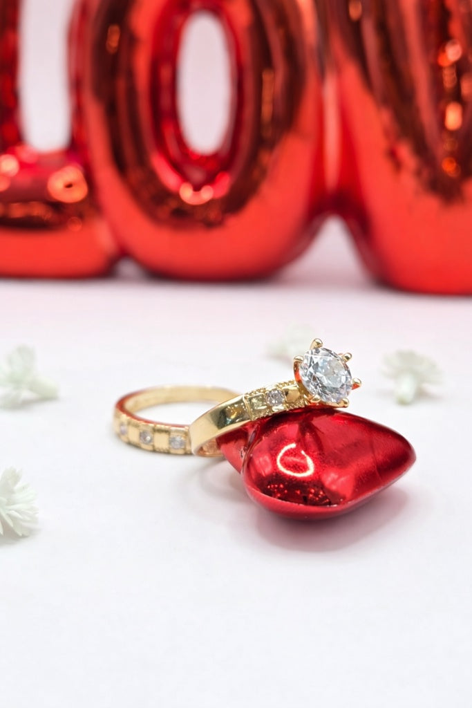 10K SQUARE DETAILS ENGAGEMENT WOMAN'S RING – 7 – JY Jewelry Wholesale
