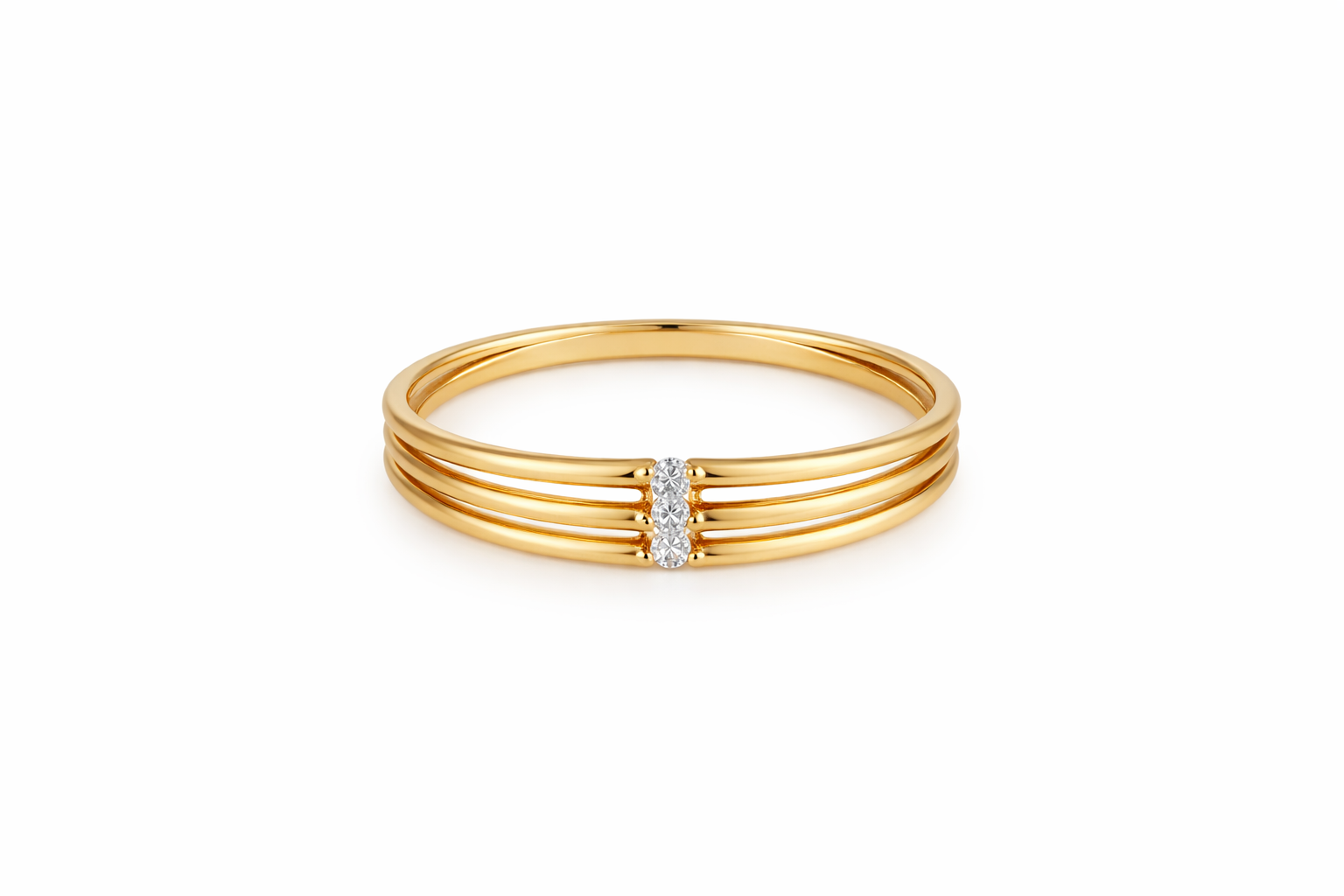 14K SIMPLE TRIPLE RING WITH 3 CZ – 7 – JY Jewelry Wholesale