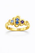 14K EXOTIC CURVY RING WITH BLUE DETAILS – 11.5 – JY Jewelry Wholesale