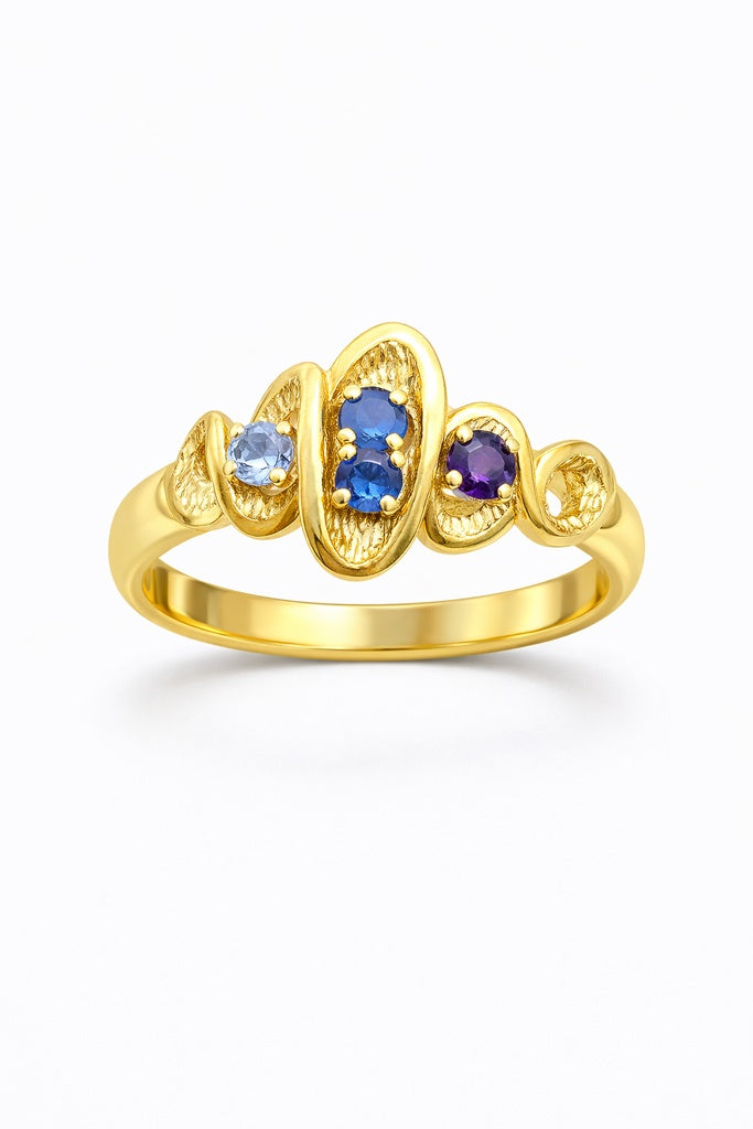 14K EXOTIC CURVY RING WITH BLUE DETAILS – 11.5 – JY Jewelry Wholesale