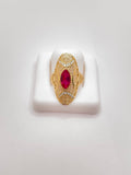 10K ALMOND RING WITH PINK STONE INSIDE – 7 – JY Jewelry Wholesale