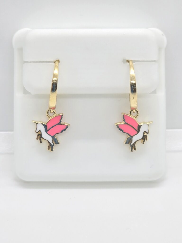 10K WHITE PEGASUS HOOP EARRINGS – JY Jewelry Wholesale