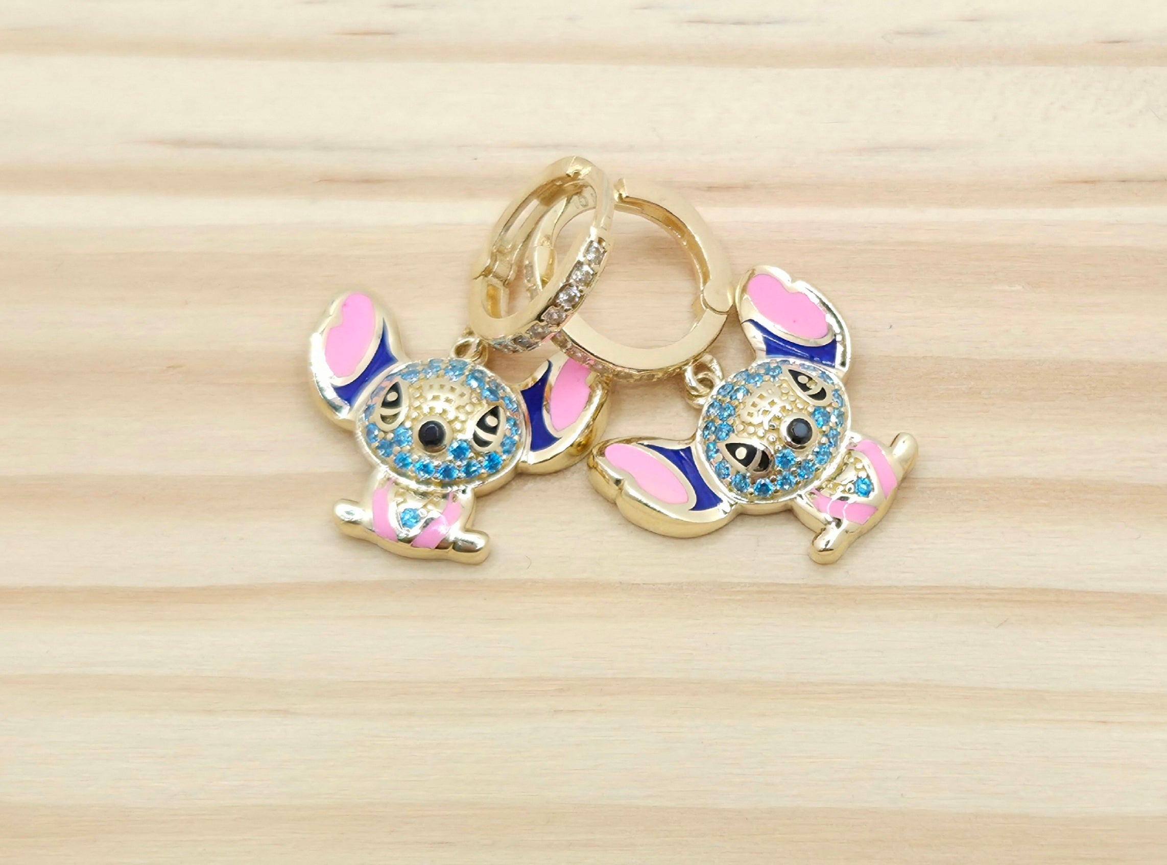 10K CZ DETAIL SKY BLUE STITCH HOOPS EARRINGS – JY Jewelry Wholesale
