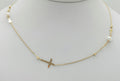14K DELICATE WHITE PEARL AND CROSS CHAIN 18" 1MM – JY Jewelry Wholesale