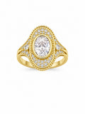 14K CZ OVAL DESIGN WHITE STONE CENTER ELEGANT RING – 8 – JY Jewelry Wholesale
