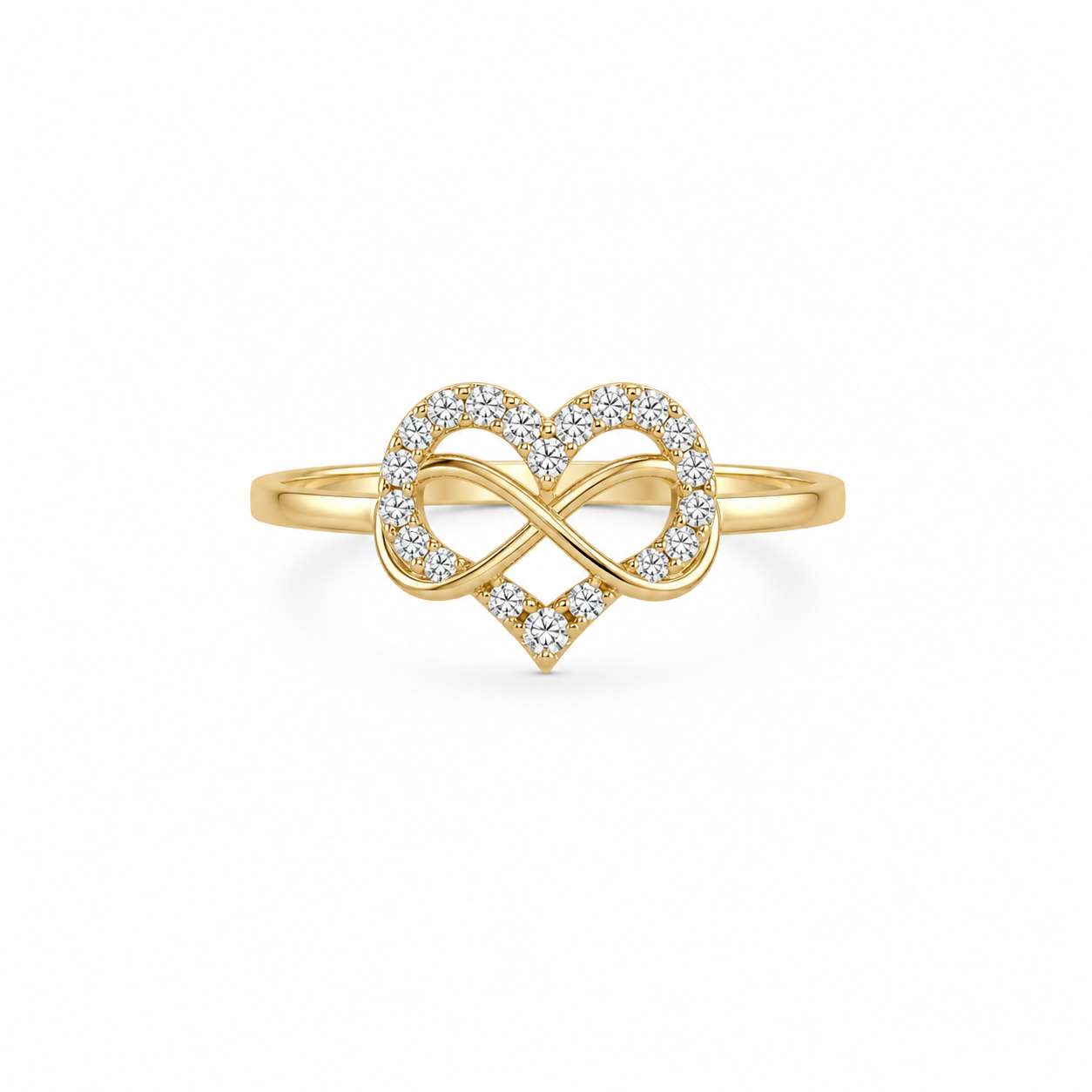 10K DELICATE CZ HEART WITH INFINIY RING – 7 – JY Jewelry Wholesale