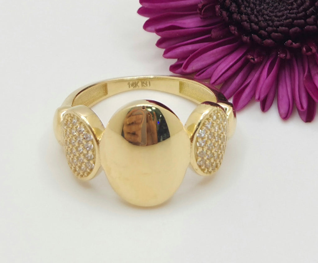 14K CZ FLAT OVALS RING – 7 & 8 – JY Jewelry Wholesale