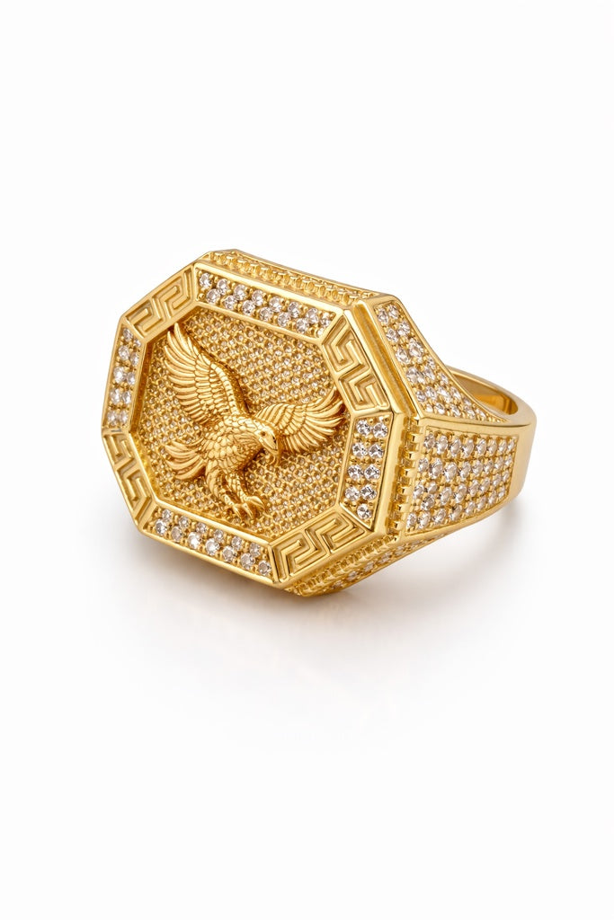 14K GREEK DETAIL EAGLE RING – 10.5 – JY Jewelry Wholesale