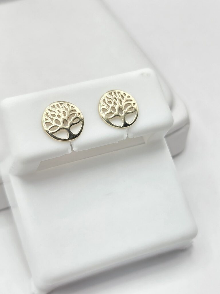 10K DELICATE TREE OF LIFE ROUND EARRINGS – JY Jewelry Wholesale