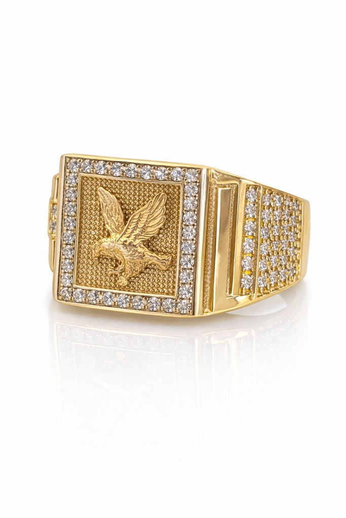 14K SQUARE CZ FRAME EAGLE DETAIL RING – 10.5 – JY Jewelry Wholesale
