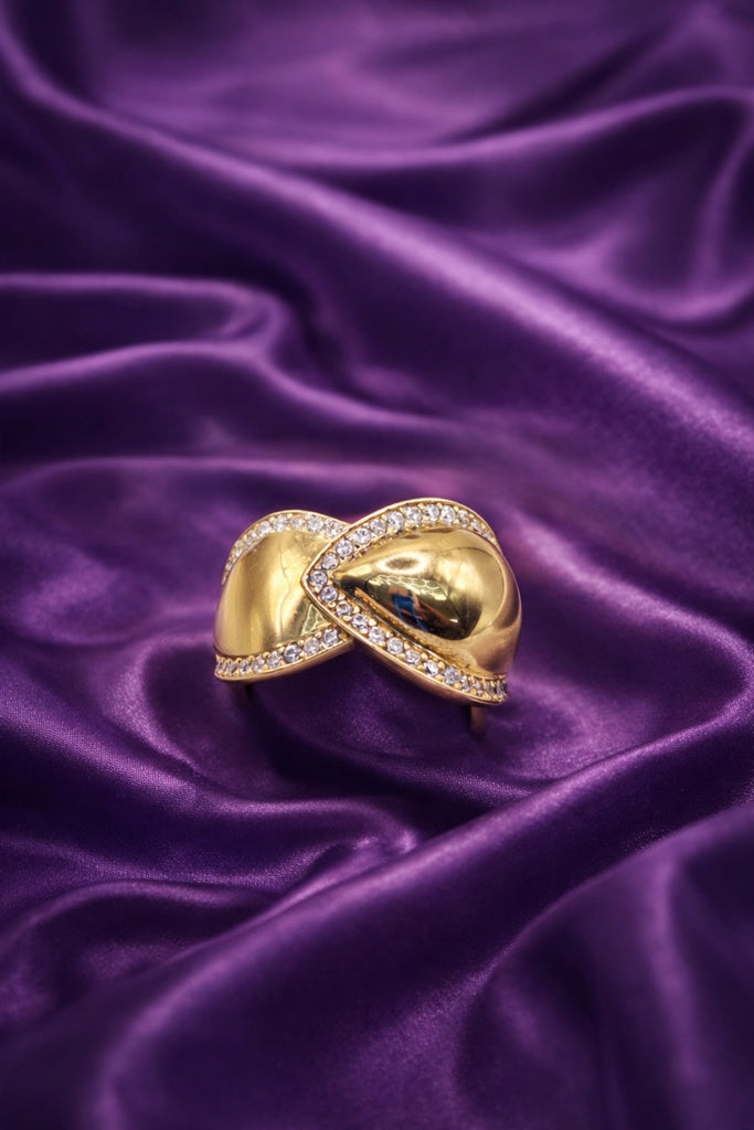 10K MODERN LEAF DESIGN CZ FRAME RING – 8-8.5 – JY Jewelry Wholesale