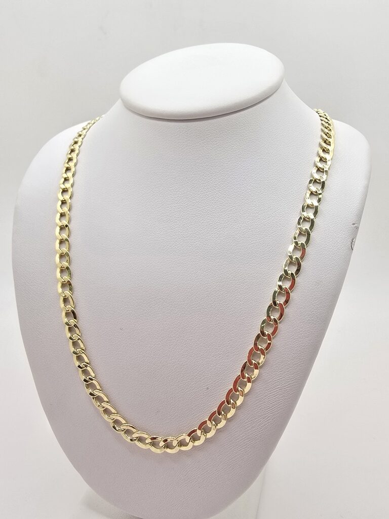 10K HOLLOW CUBAN CURB FLAT CHAIN – 18" 6MM – JY Jewelry Wholesale