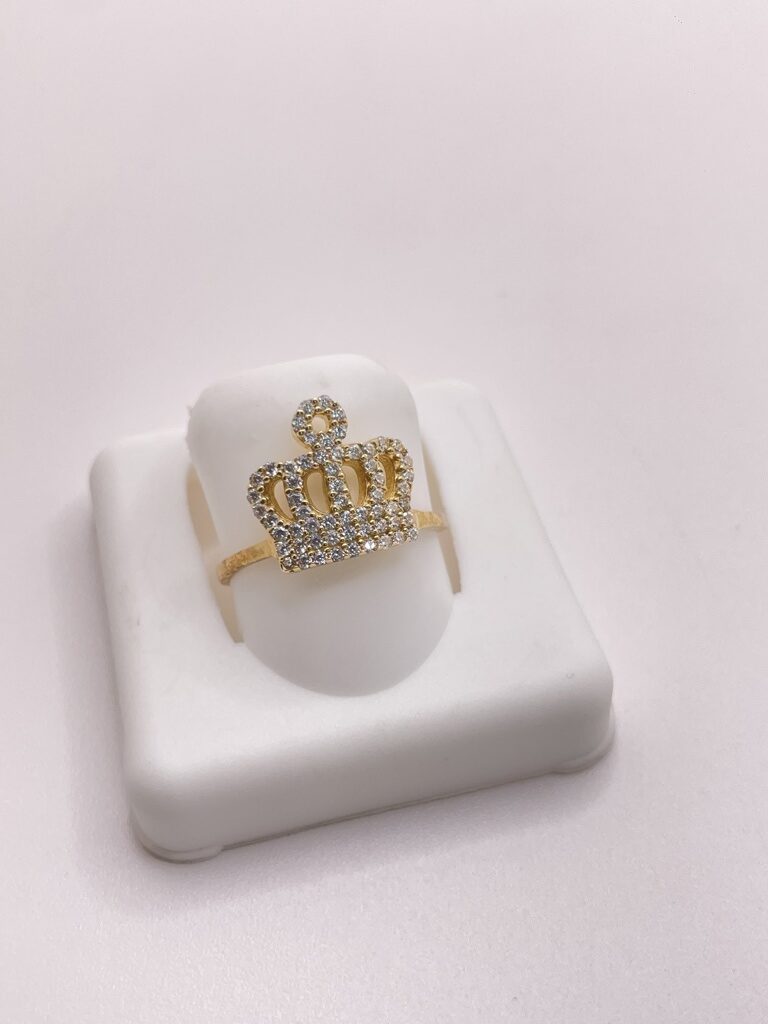 10K DELICATE KING CROWN RING WITH ZIRCONIA INSIDE – 6 – JY Jewelry Wholesale