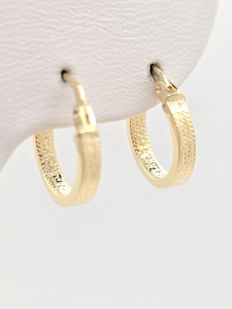14K GREEK DESING STRAIGHT EDGE HOOPS EARRINGS – 1 2.5MM – JY Jewelry Wholesale