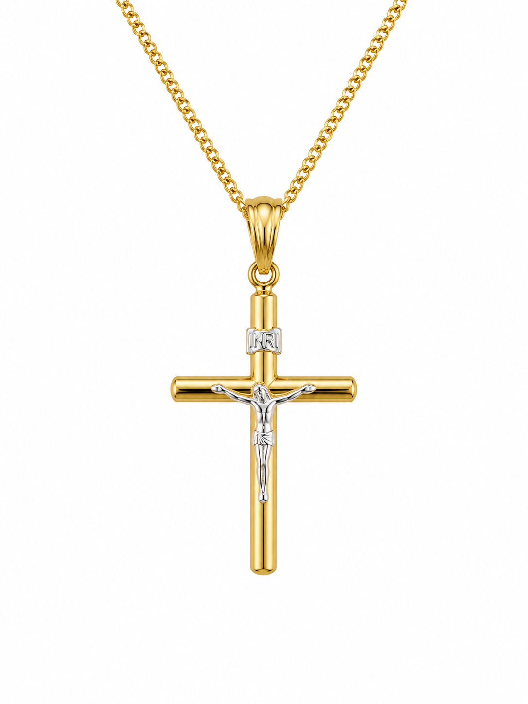 14K CROSS CHRIST TWO TONES PENDANT – JY Jewelry Wholesale