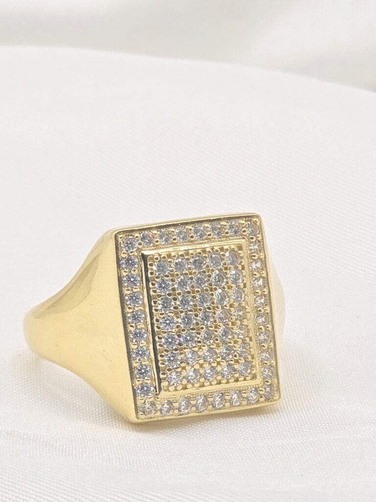 14K YG ELEGANT SQUARE CZ DESIGN RINGSize 11 – JY Jewelry Wholesale