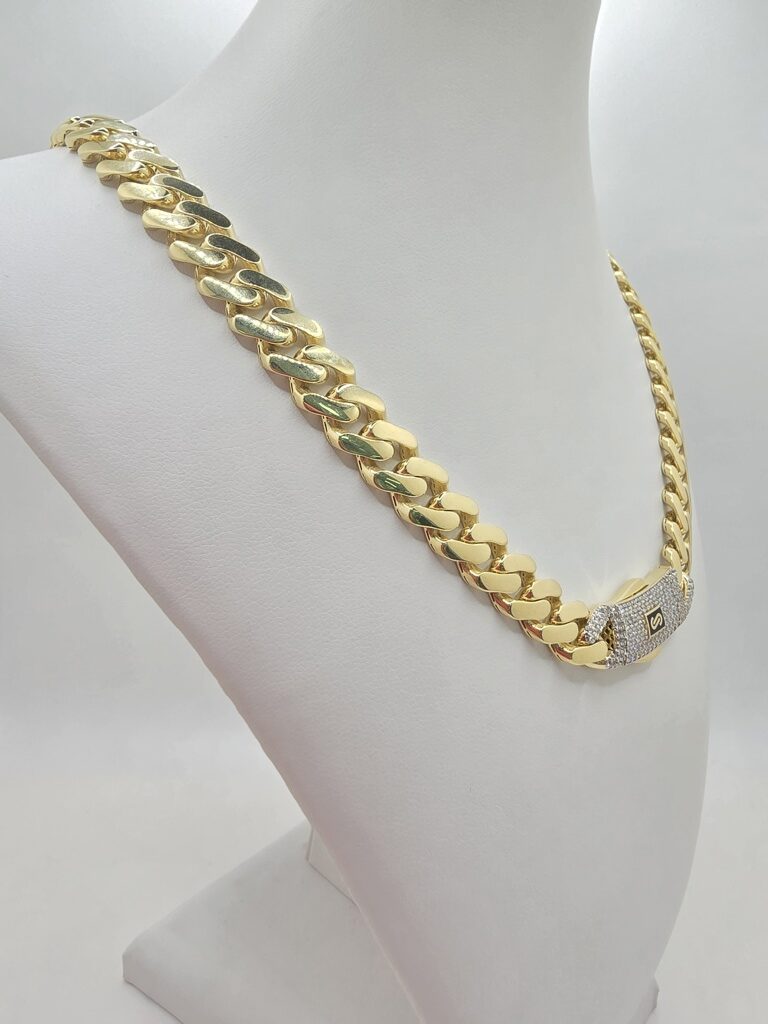 10K CZ LOCK CERTIFIED MONACO CHAIN 9.5MM 22" 26.8GRS – JY Jewelry Wholesale