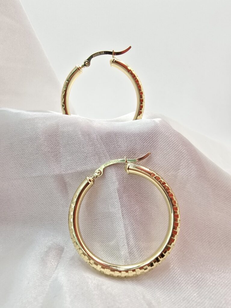 10K SQUARE CUT HOOPS EARRINGS – 4 3MM – JY Jewelry Wholesale