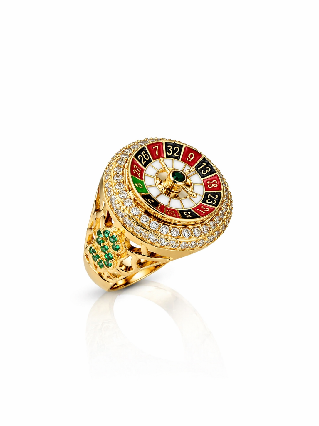 10K MODERN CASINO ROULETTE RING WITH MONEY SYMBOL DETAILS – 10 – JY Jewelry Wholesale